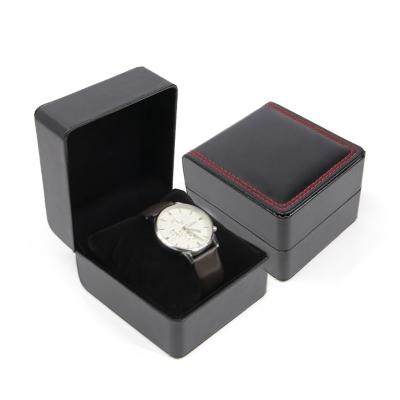 China High End Black Simple Luxury Leather Custom Watch / Jewelry PU Logo Watch Packaging Box for sale