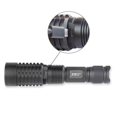 China Can be charged by Newest TrustFire Z9 USB Rechargeable Flashlight Micro USB Aluminum Zoom Directly for sale