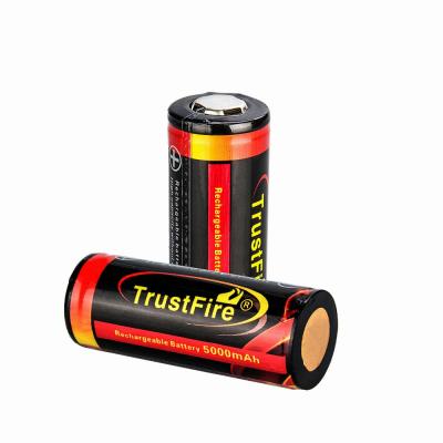 China Trustfire 3.7V 26650 Li ion 5000mah rechargeable battery with pad for battery pack 26mm(diameter)*65mm(height) for sale