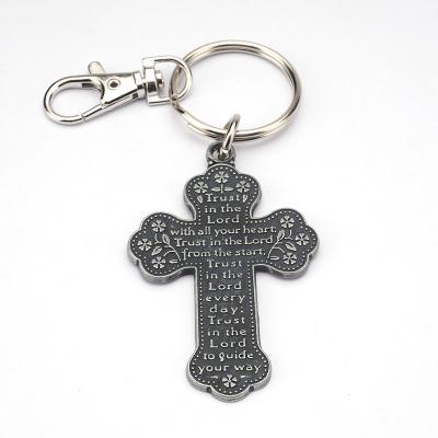 China Durable Factory Hot Sale Keyring Accessories Custom Metal Keychain Alloy Pendant Cross Keychain Wholesale for sale