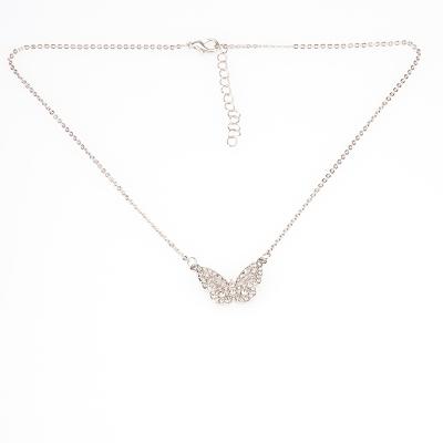 China Silver electrodeposition necklace Crystal Rhinestone Butterfly Elegant Golden Butterfly Neclalace favorable to the environment of women for sale