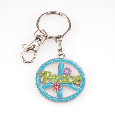 China Custom Metal Key Chain Enamel Factory Wholesale Zinc Alloy Environment Friendly Peace Sign Keychains for sale