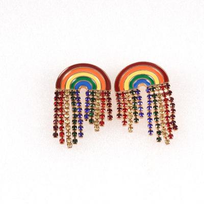 China High Quality Gold Plated Rainbow Enamel Hiohop High Quality Personality Jewelry Luxury Multicolor Drop Earrings for sale