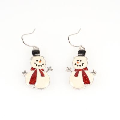 China High Quality New Product Hot Selling Cute Christmas Oil Painting Enamel Snowman Stud Earrings For Women for sale