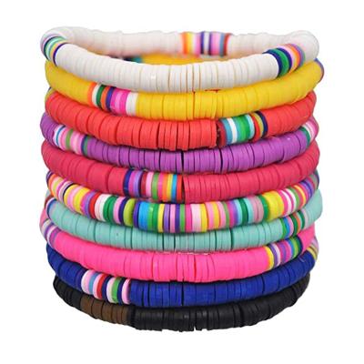 China Ethnic Polymer Clay Beaded Bohemia Handmade Soft Ceramic Bangles Style Dazzle Bracelets High Quality for sale