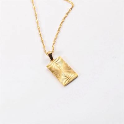 China High Quality Sunlight Coin Necklace 18K Gold Plated Stainless Steel Rectangular Pendant Necklace for sale