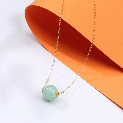 China High Quality S925 Sterling Silver Necklace Vintage Round Jade Pendant Temperament Clavicle Chain for sale