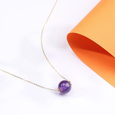 China High Quality S925 Sterling Silver Necklace Amethyst Round Jade Pendant Temperament Clavicle Chain for sale