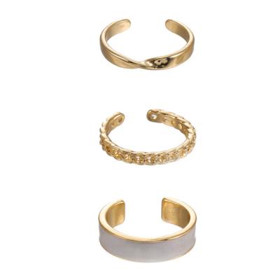 China High Quality 3 Pcs / Set Simple Design Colorful Drip Oil Luster Twisted Rings For Women Jewelry Gifts for sale