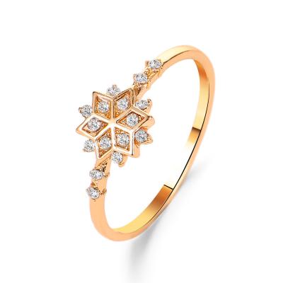 China High Quality Snowflake Stone Ring Fashion Gold Crystal Zircon Ring Vintage Wedding Rings for sale