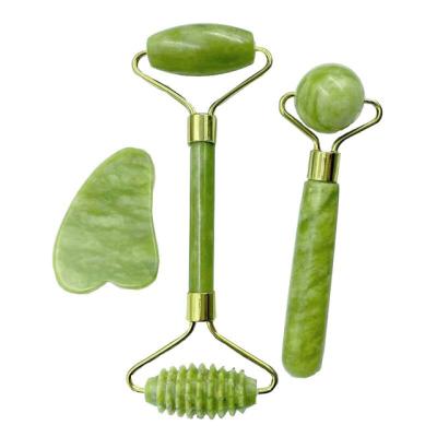 China High Quality Jade Roller Gua Sha Massage Ball Set With Box Massager For Face Roller Beauty Facial Skin Care Tools for sale