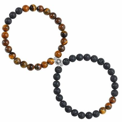 China High Quality 8mm Natural Stone Bracelet Couples Attractive Lucky Beaded Bracelet Magnet Clasp Bracelet for sale