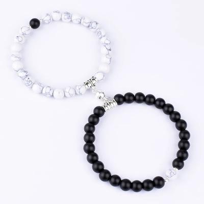 China FASHIONABLE 2pcs/set Natural Stone Beads Yoga Bracelet For Lovers Distance Magnet Couple Bracelets for sale