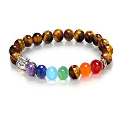 China FASHIONABLE Healing 7 Chakra Buddha Stone Bracelet For Women Amethyst Bead 7 Chakra Bracelet Men for sale