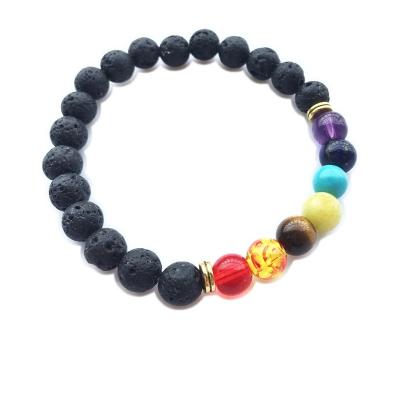 China TRENDY 8mm Bead 7 Chakra Healing Balance Bracelet For Women Men Reiki Prayer Stone Yoga Chakra Bracelet for sale