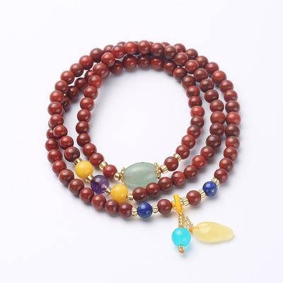 China High Quality Fashion Beeswax Multilayer Pendant Bracelet Red Agate Bracelet Beads Bracelet For Women for sale