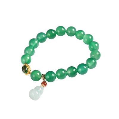 China High Quality Natural Agate Beads Gourd Jade Pendant 14K Gold Filled Strand Bracelets For Women for sale