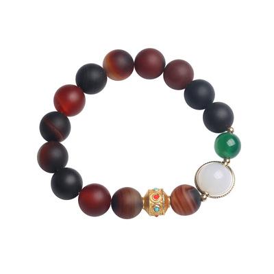 China High Quality Striped Agate Bead Bracelet Frosted Gold Filled Jewelry Jade Bracelet For Women Men for sale