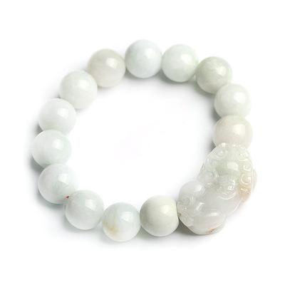 China Natural Burma Jade Lucky Pixiu Bead Bracelet Men and Women High Quality Ice Jade Bracelet for sale