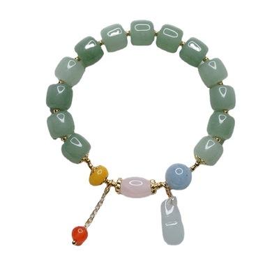 China High Quality Stone Aventurine Beads Bangle Natural Handmade Women Jewelry Bangle Green Jade Gourd Bracelet for sale