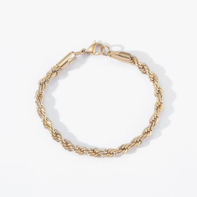 China High Quality 5MM Gold Silver Color Rope Chain Bracelets For Women Men Stainless Steel Rope Twisted Link Chain for sale