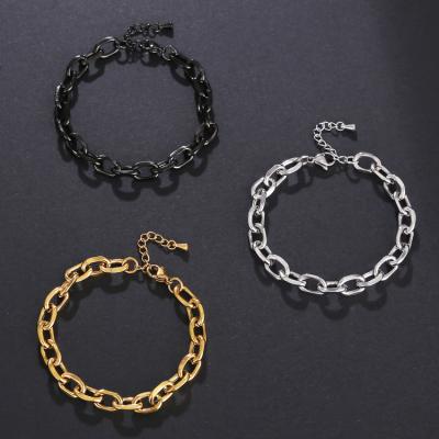 China High Quality Vintage Punk Jewelry Chunky Stainless Steel Chain Link Adjustable Chain Bracelet for sale