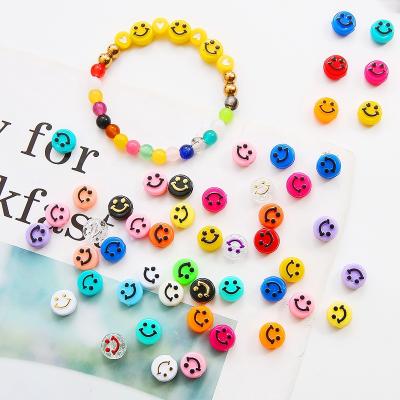 China DIY Jewelry Making Findings 50pcs 10mm Colorful Smile Face Letter Acrylic Loose Spacer Beads For Jewelry Making DIY Handmade Bracelet Accessories for sale