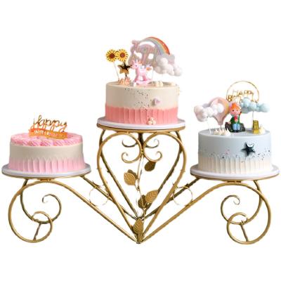 China New Wedding Cake Snack Display Stand Iron Wrought Cake Stand 3 Layer Metal Dessert Table Birthday Party Cake Snack Display Tools for sale