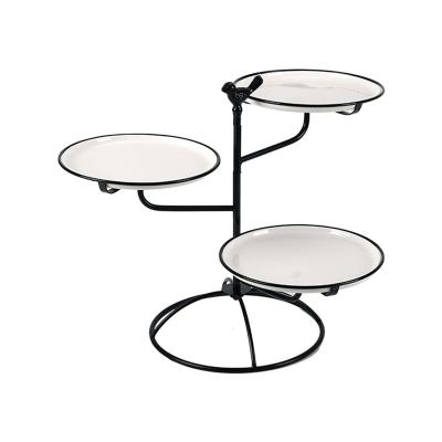 China Home Nordic Style Wedding Party Table Dessert Cake Snack Display Stand Wrought Iron Ceramic Cake Display Tools for sale