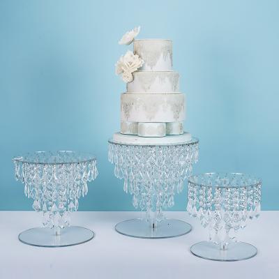 China Wedding Centerpieces & Table Decorations Wedding Table Decorations Dessert Table Acrylic Crystal Mirror Cake Display Centerpieces and Stand for sale