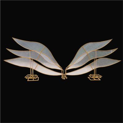 China Wholesale Wedding Wings Background Iron Props Light Background Sun Panel Stage Ornaments Area Screen Welcome Iron Angel Wings for sale