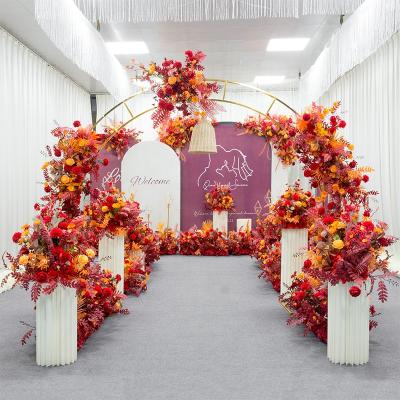 China Wedding Decoration Craft Wholesale Decoration Wedding Artificial Flowers Decoration Set Red Wedding Centerpieces Flowers Wedding Event for sale