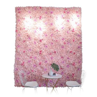 China Wedding Decoration Wedding Artificial Flowers Wall Panel Backdrop Custom High Quality Ins Style Plastic Flower Back Wall for sale