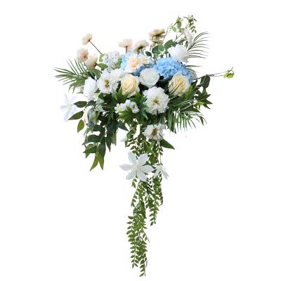 China Wedding Flower Wedding Party Decoration Artificial Silk Flower Row Stage Birthday Decoration Flower Row For Sale Light Blue Champagne for sale