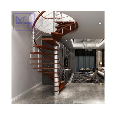 China Modern Home Wooden Spiral Staircase 304/316 Stainless Steel Indoor Decoration Staircase Made in China-Maist for sale