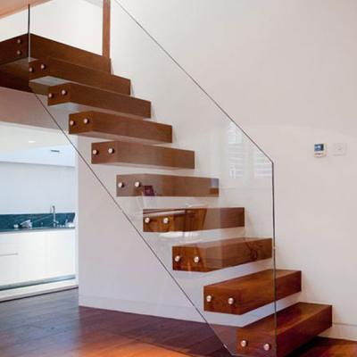 China Modern wooden tread staircase, straight staircase, factory supply staircase for sale