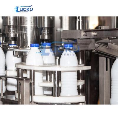 China Flavored Food PE HDPE Milk Capping And Filling Labeling Machine for sale