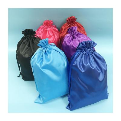 China Custom hair or lashes logo printed on purple silk bags for lashes, wigs and bundles packaging bag for sale