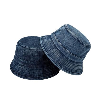 China Foldable Bucket Hat Custom Price Distressed Denim Blue Bucket Hat With Embroidery Logo for sale