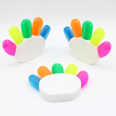 China office & School Markers Hand Shape Pen Rainbow Finger Highlighter Plastic Promotional Plastic Highlighter Bar for sale