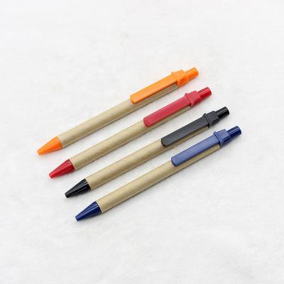 China Eco-friendly Ball Pen Cheap Promotional Click Ball Pen Eco Friendly Kraft Recycle Paper Pen for sale