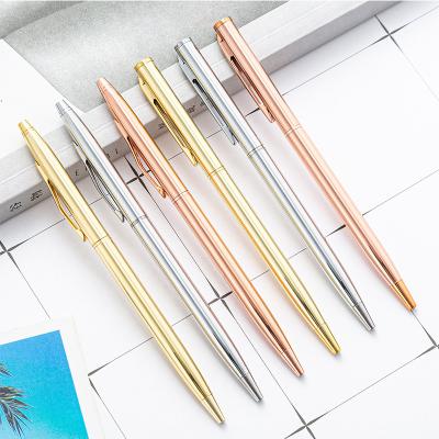 China Slim Metal Ballpoint Pen Twisting Office Metallic Hotel Ballpoint Pen Luxury Color Metal Pen for sale