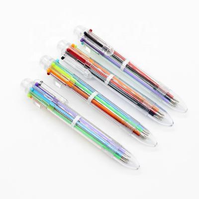 China office & School pen creative transparent multicolor pen with 6 color ball pen for sale