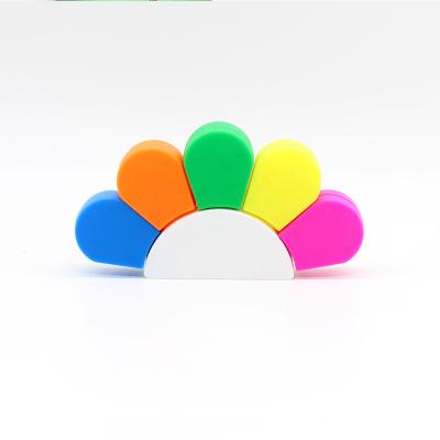 China Flower Shape 2021 New Style 5 Colors Flower Petal Shape Highlighter Bar Marker Pen For Girls Gifts for sale