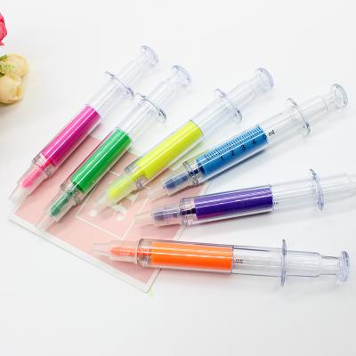 China office & School Markers Logo Injection Shape Highlighter Pen Custom Novelty Syringe Promotional Marker Pen for sale