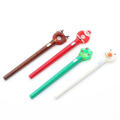 China Christmas brought back Christmas light 2021 cute Pen School Office Cartoon Ball Pen Christmas Gift Pens for sale