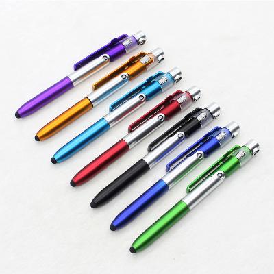 China Office School Ballpoint Pens 4 in 1 Plastic Side Led Lightweight Foldable Ballpoint Pen for sale