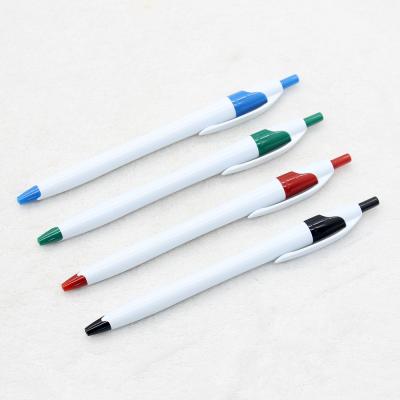 China Cheapest Office School Ball Pens White Color Pen Plastic Pen Tip With Custom Logo for sale