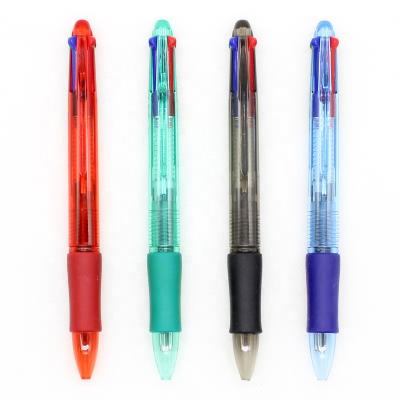 China OEM Printing Plastic Promotional 4 in 1 Ballpoint Pens Multi-colors Red Blue Black Green Black 1.0mm Refills Pen for sale