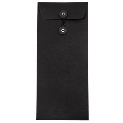 China Premium Black Business Envelopes Eco - Friendly With Button And String Closure for sale